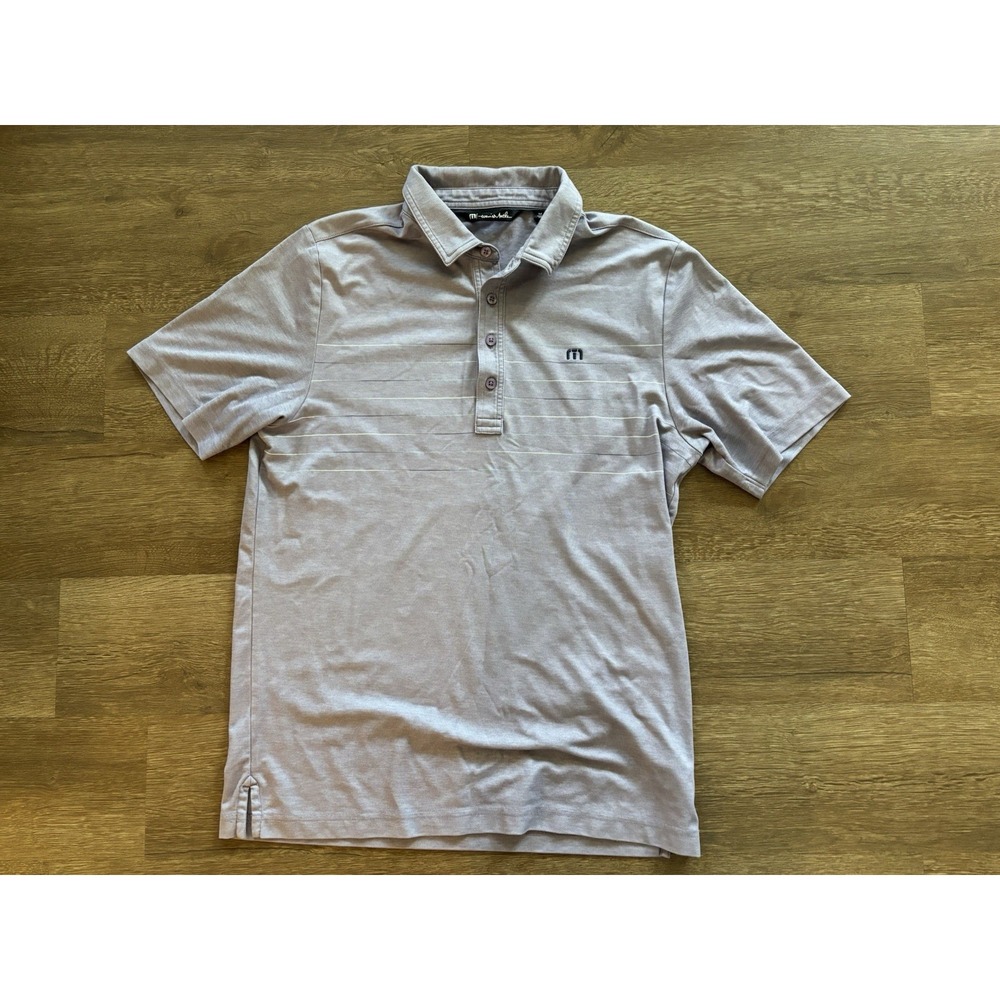 Travis‎ Mathew Polo Shirt Men's Medium Golf Performance Stripes Stretch Preppy